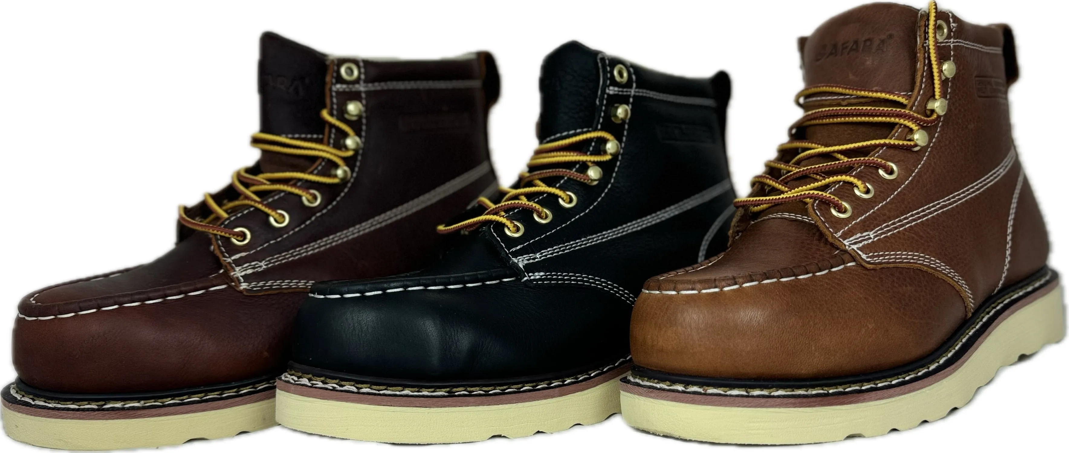 6” Steel Toe Work Boots for Men - Full-Grain Leather with Moc Toe, Slip-Resistant Wedg 6603s6602S6603WS
