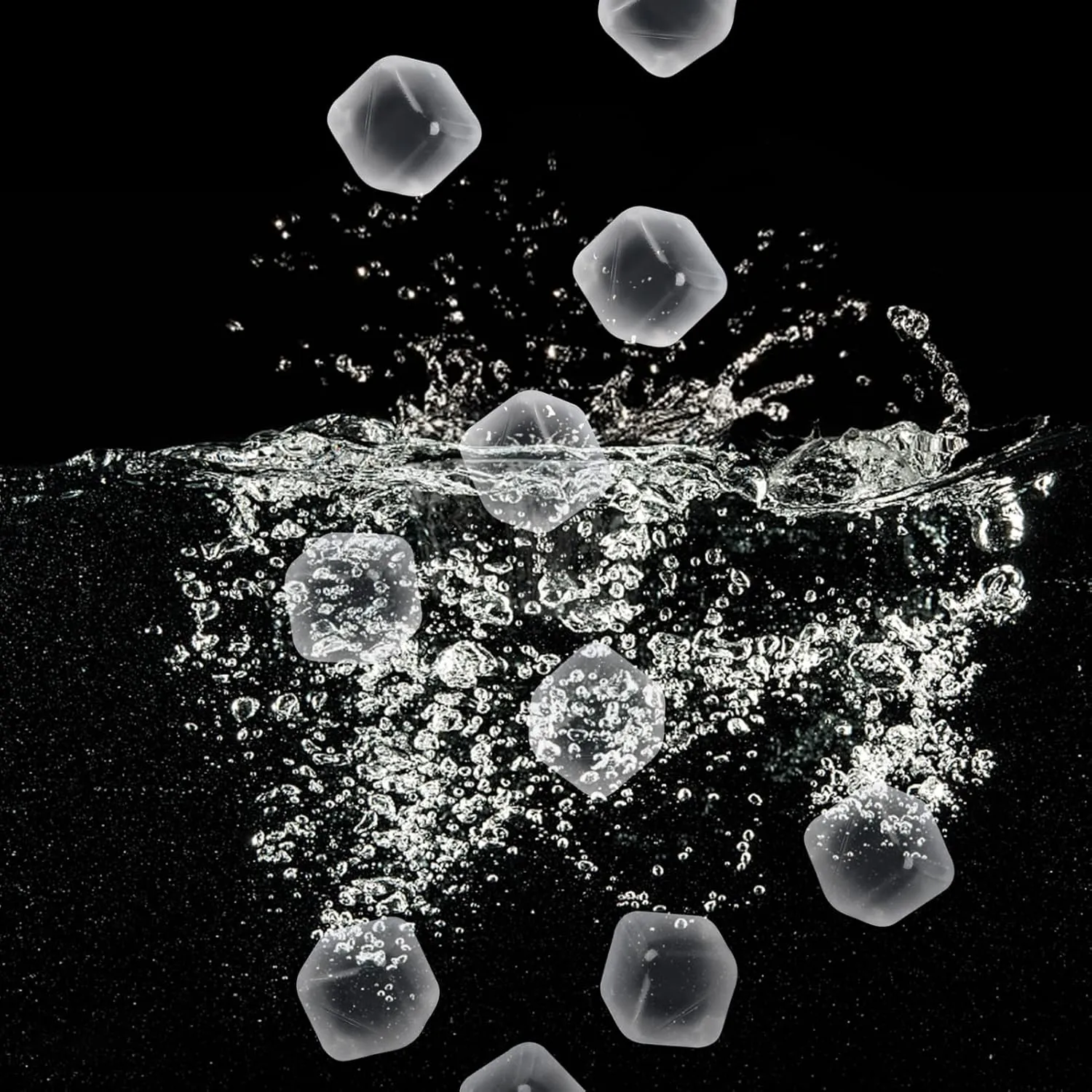 60 Pack Reusable Ice Cubes for Drinks, Refreezable Plastic Ice Cubes Without Diluting, Permanent Ice Cube Frozen BPA Free, Cocktails Like Whiskey, Wine, or Coffee (Transparent)