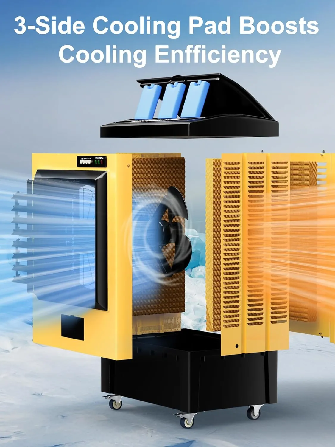 6500 CFM Swamp Cooler, 48IN Evaporative Cooler with 19 Gal Water Tank, Portable Air Cooler with 3 Speeds, 120°Oscillation, 5 Ice Packs, Outdoor Air Conditioner for Garage, Patio, Yard, Factory
