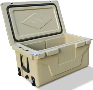 65QT Multifunction Outdoor Camping Coolers, Portable Cooler with Wheels and Heavy Duty Handle, Ice Chests and Coolers for Camping, Fishing, Travel, Beach