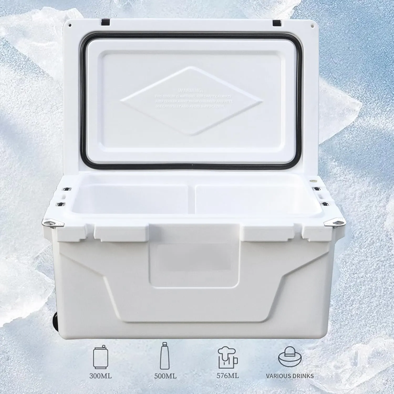 65QT Multifunction Outdoor Camping Coolers, Portable Cooler with Wheels and Heavy Duty Handle, Ice Chests and Coolers for Camping, Fishing, Travel, Beach