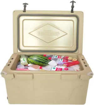 65QT Portable Ice Cooler Box Camping Coolers Outdoor Beer Chest Fishing Cooler Leak-Proof High Capacity Hard Cooler,Brown