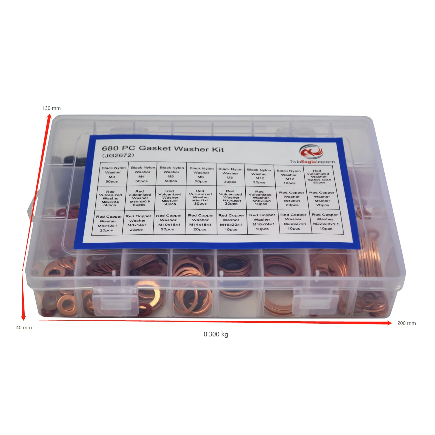680pc Gasket Washer Assortment Kit