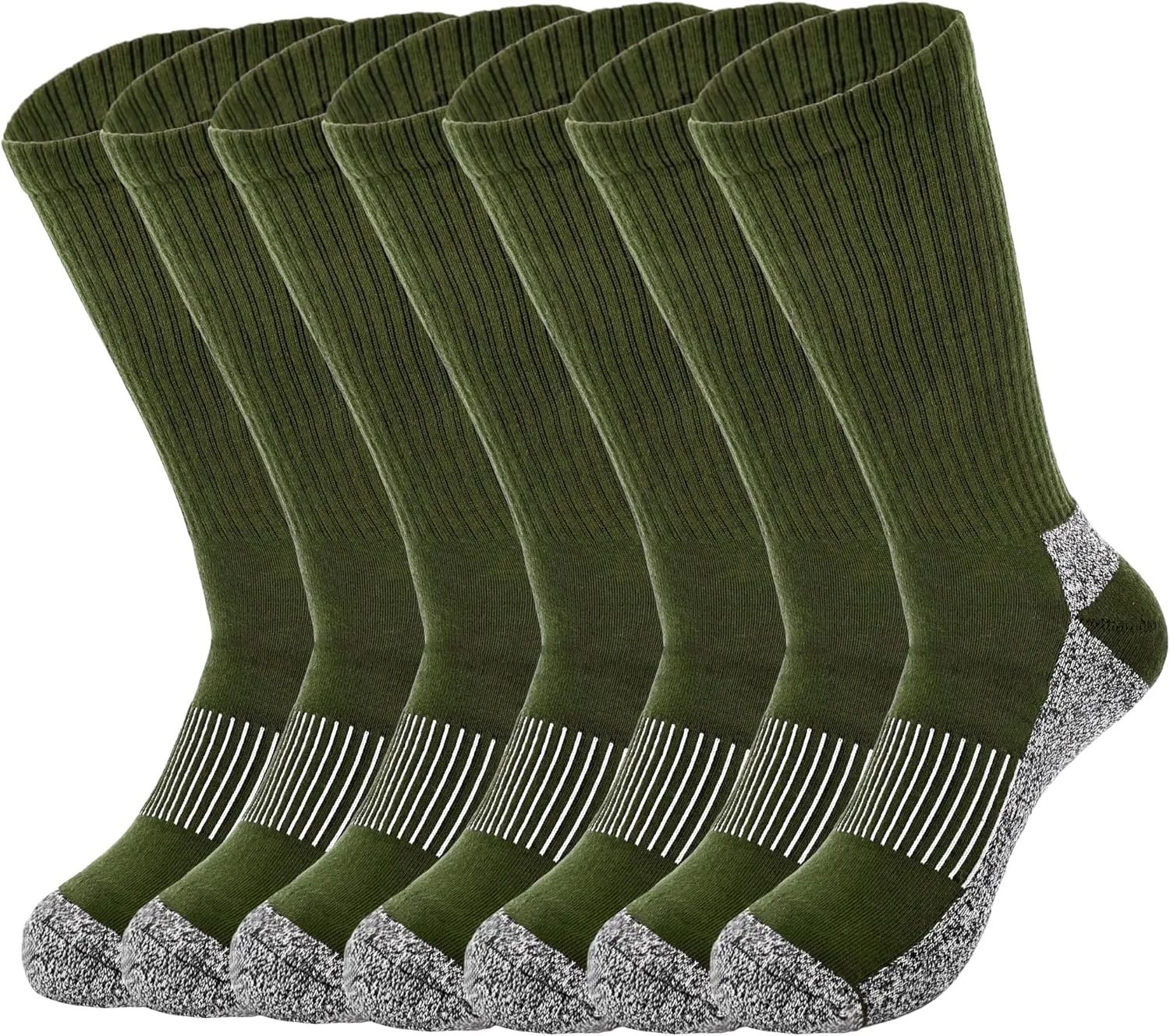 7 Pairs Men's Military Boot Socks Army Green Thickened Warm Military Crew Socks for Adult Working Outdoor Activities