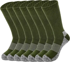 7 Pairs Men's Military Boot Socks Army Green Thickened Warm Military Crew Socks for Adult Working Outdoor Activities