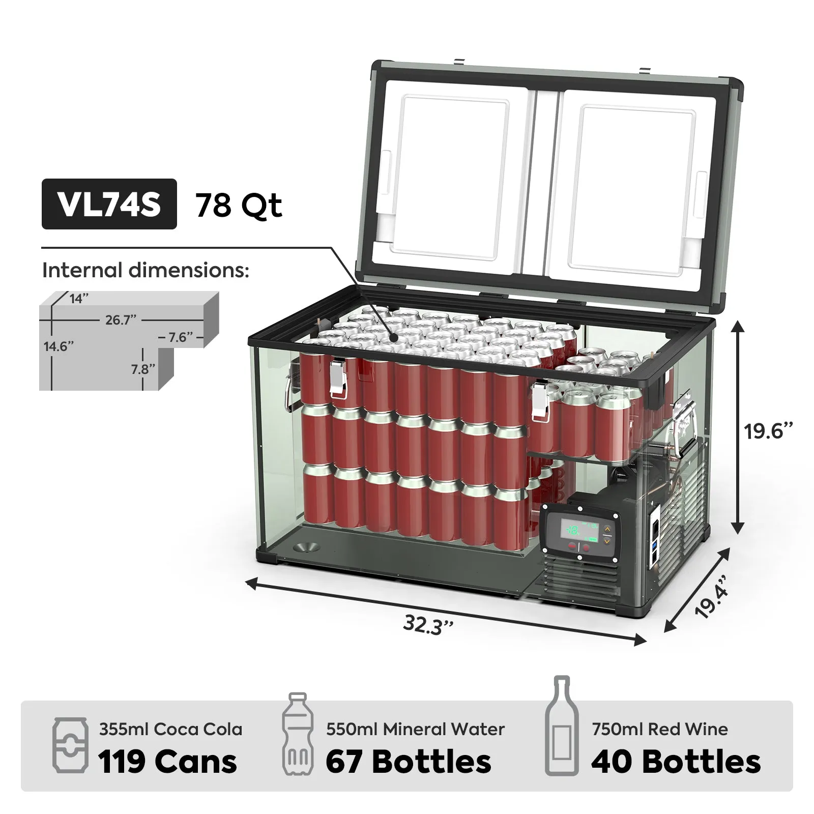 78QT VL74 Single Zone Portable Fridge RV Fridge 12v| ICECO