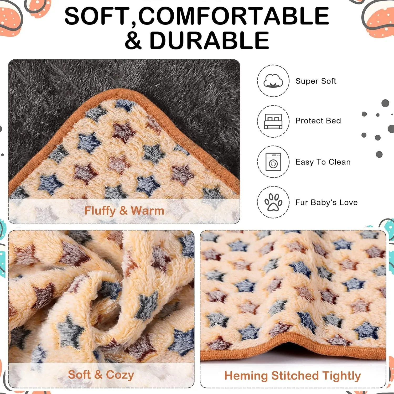 8 Pcs Guinea Pig Bedding Cage Liners Bulk Blankets Small Animal Flannel Throw Bedding Waterproof Absorbent Reusable Pet Pee Sleep Mat Pad Cover for Hamster Ferret(Star,12 x 12 Inch)