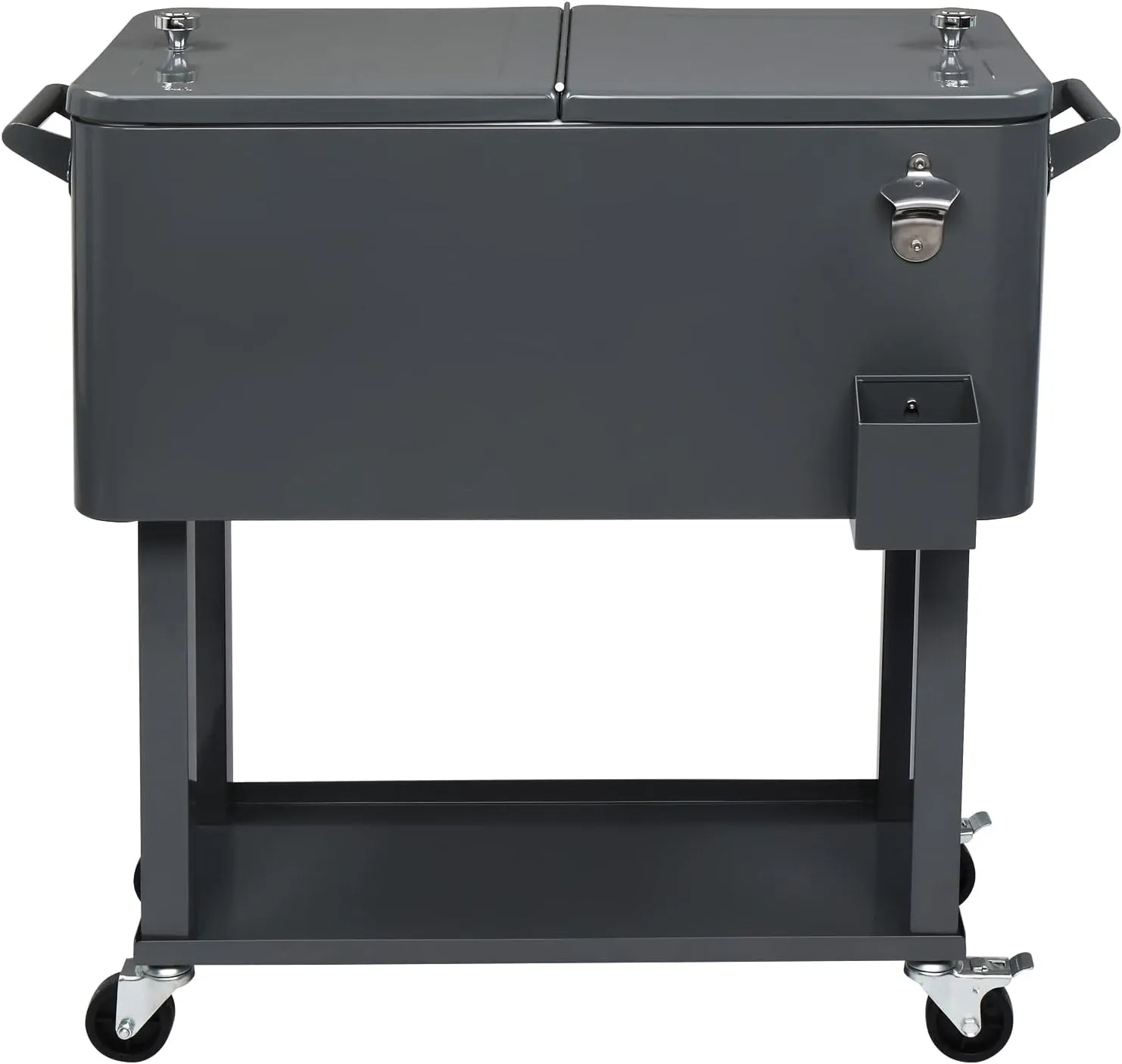 80 Quart Rolling Cooler Cart with Shelf and Bottle Opener for Patio Party