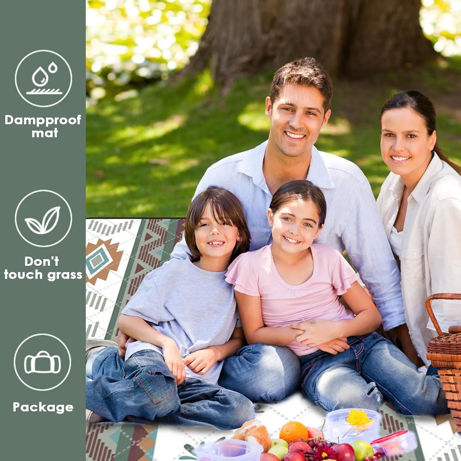 80"x60" Waterproof Picnic Blanket Large Outdoor Camping Blanket Foldable Picnic Camping Blanket Thicker Machine Washable Picnic Mat Portable Wearable for Picnics, Camping