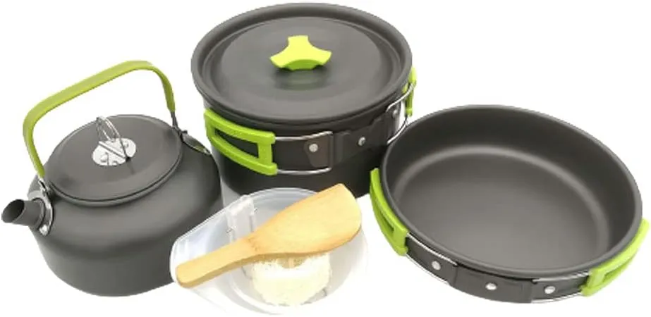 9 Pieces Camping Cookware Set, Compact Camping Pots and Pans Set, Camping Cooking Set for Outdoor Backpacking Camping Hiking Picnic with Carrying Bag