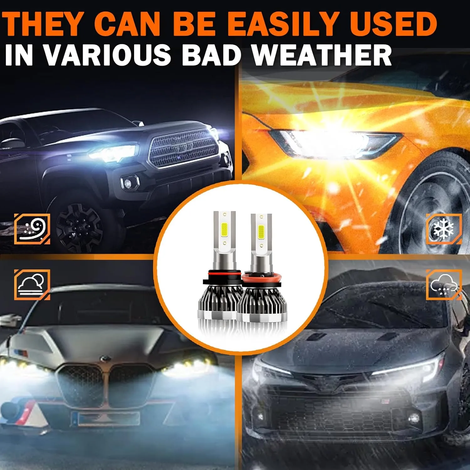 9005   H11   5202 LED Fog Light Bulbs Fit For 2007-2013 GMC SIERRA 1500 2500 3500 LED Bulbs 6000K Cool White, Pack of 6