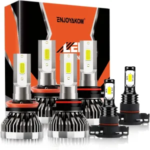 9005   H11   5202 LED Fog Light Bulbs Fit For 2007-2013 GMC SIERRA 1500 2500 3500 LED Bulbs 6000K Cool White, Pack of 6