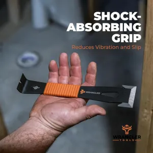 9.5" Trim Bar Pry Bar - Heavy Duty Scraper Bar with Bolt Remover & Nail Puller for Home Improvement & Construction - Shock-Absorbing Grip, Beveled Edges & Wide Winged Ends