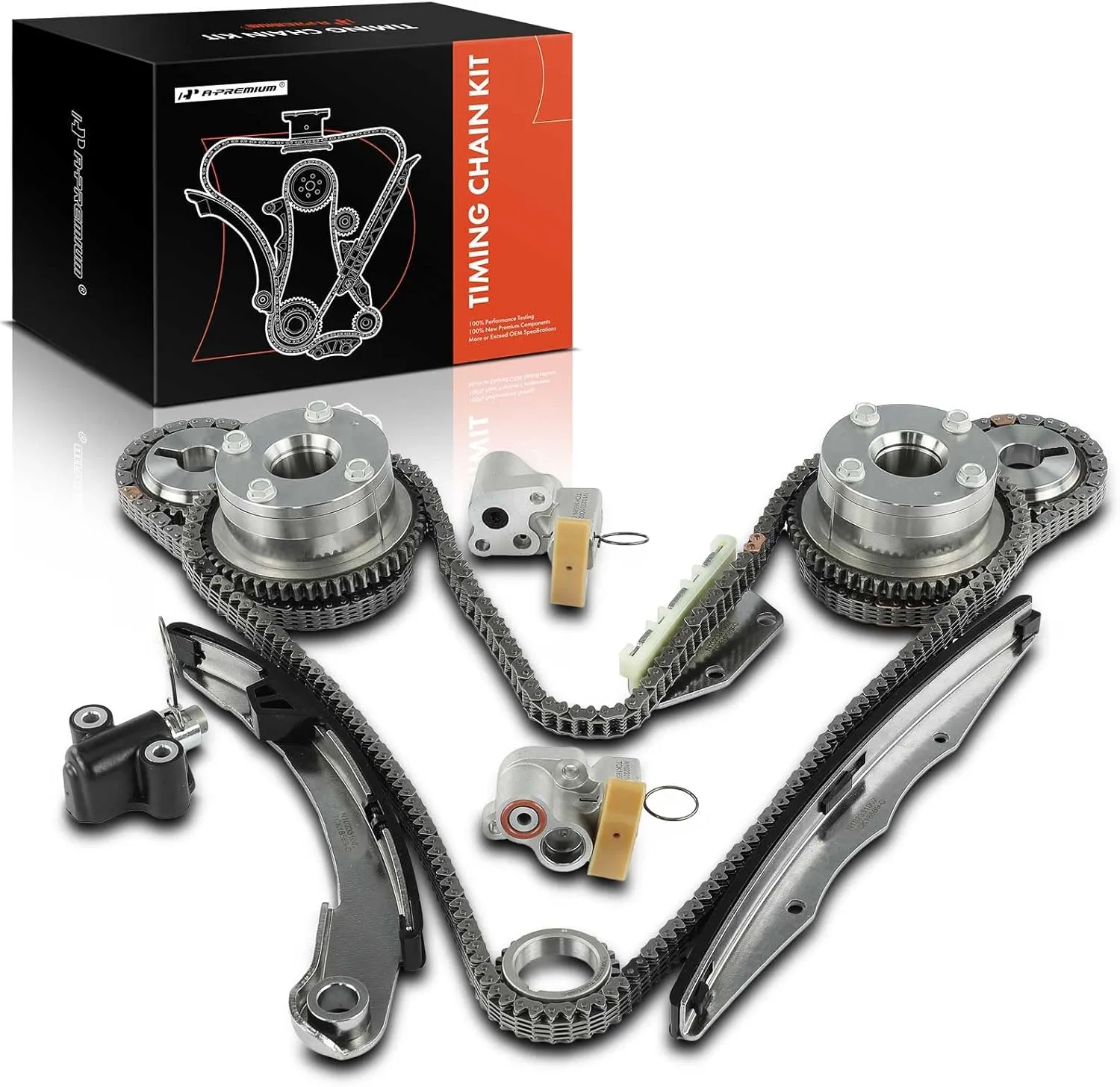 A-Premium 14PCS Engine Timing Chain Kit W/Sprocket & Tensioner & Guide Compatible with Nissan Frontier 2005-2019, Pathfinder 2005-2012, NV1500/NV2500/NV3500 2012-2019, Xterra 2005-2015 - V6 4.0L