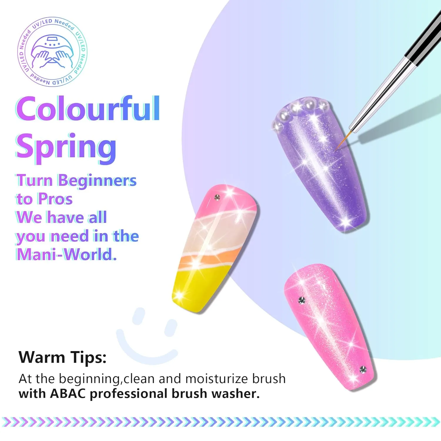 ABAC 24 Color Solid Gel Nail Polish,Pat Paint Gel,Ombre Nail Gel Hema-Free No-Spill Rainbow Shades w/Pro Brush,Summer 2025 Clump-Free Shimmer for Rave,Beach & Festival Nails