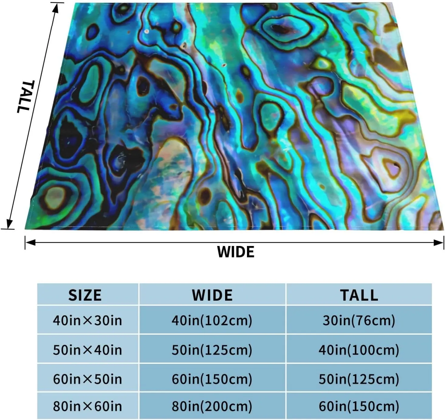 Abalone Shell 60"X50" Flannel Blanket - 100% Soft Polyester, Lightweight and Warm, Suitable for Families, Camping, Travel
