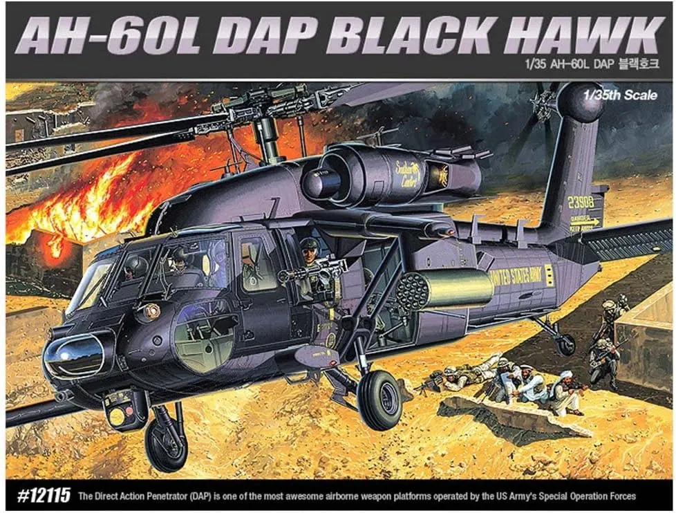 Academy 12115 AH-60L DAP BLACK HAWK Helicopter Plastic Model Kit