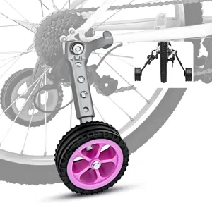 Adjustable Bike Trainning Wheels Kids Bicycle Training Wheels Kit for 16, 18, 20, 22, 24 inch bike, Includes Stabilizers for Variable Speeds, Pink