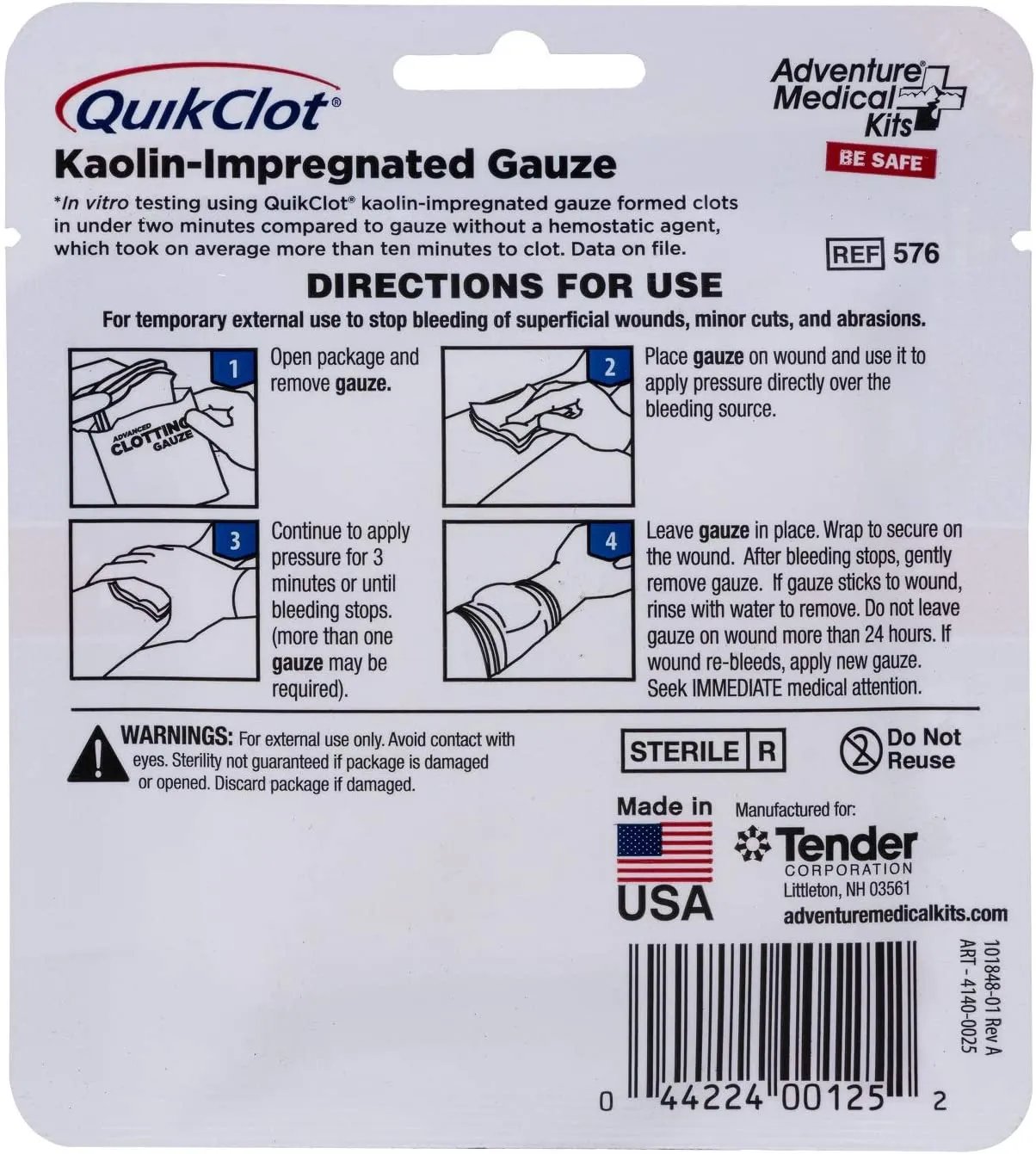 Adventure Medical Kit QuikClot Gauze 3 inch x 2 foot