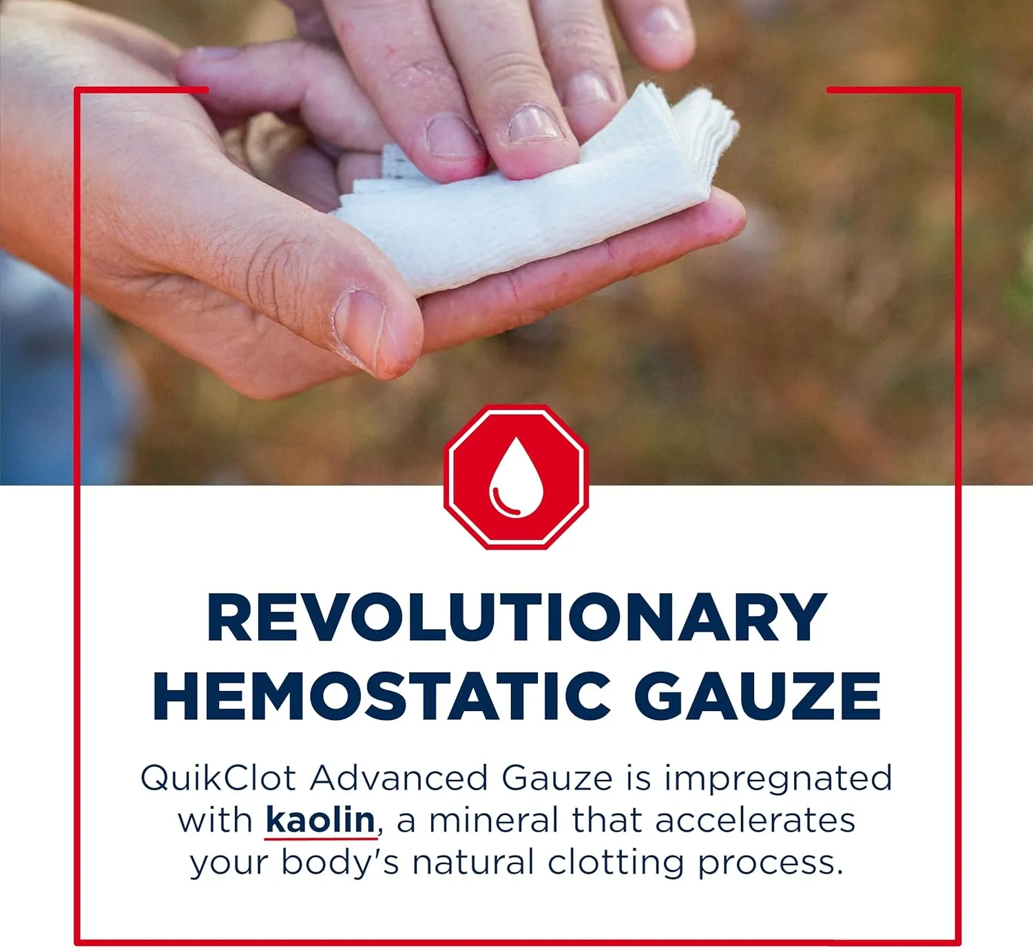 Adventure Medical Kits QuikClot Gauze - for Emergency Survival Kit, Doomsday Prepping Supplies & More - Stops Bleeding Fast with Kaolin - Flexible Hemostatic Medical Gauze - 3" x 24" (2 Strips)