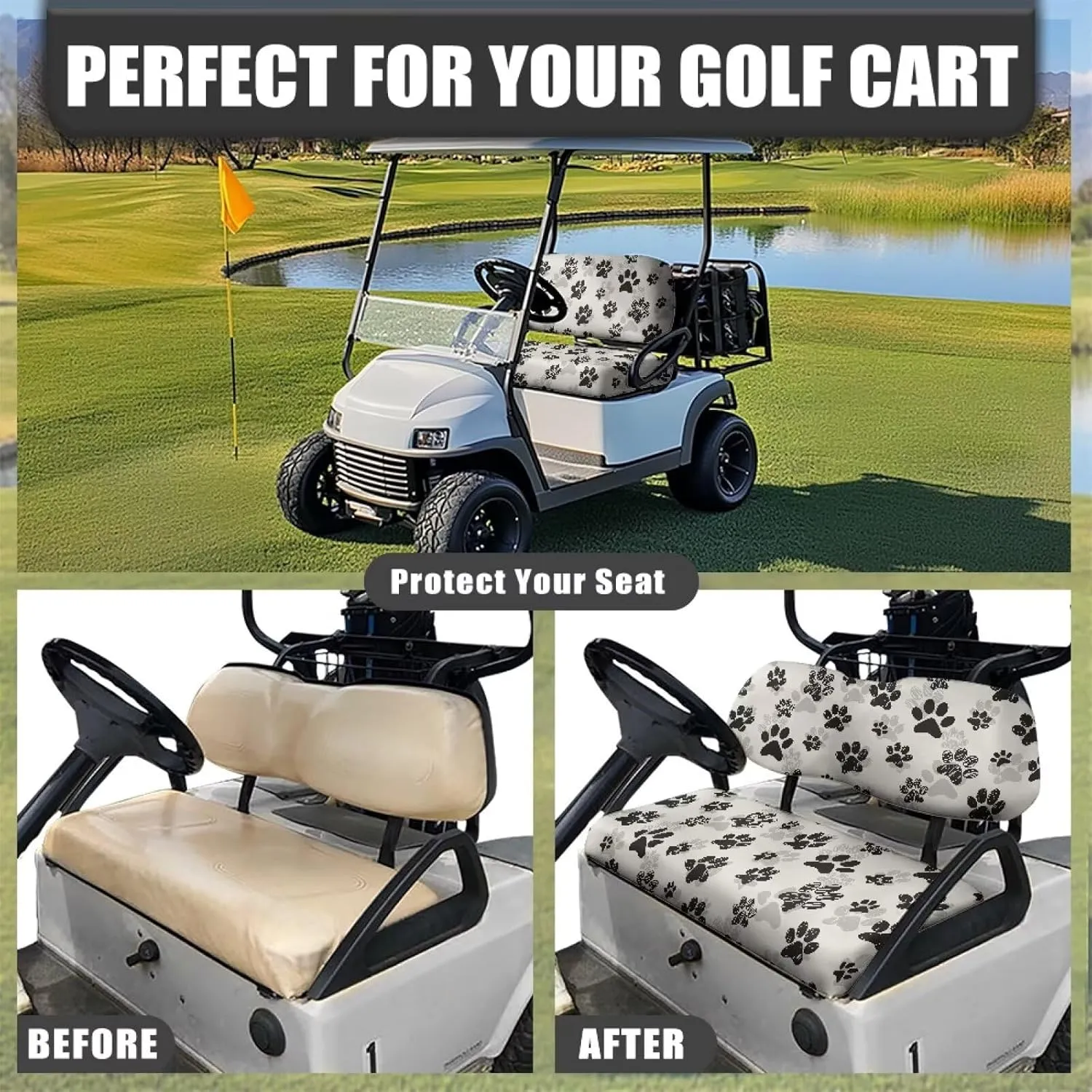 AFPANQZ Golf Cart Seat Cover for Summer - Breathable, Anti-Hot, Waterproof Easy to Install and Clean Golf Cart Blanket