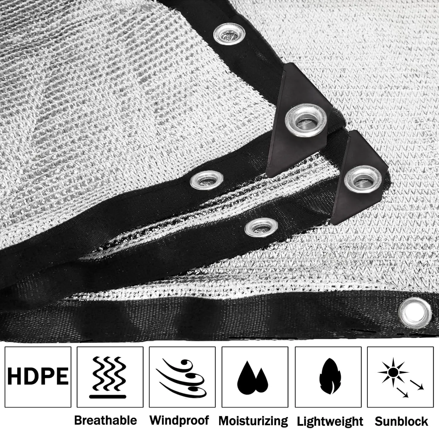 AIMFIKIOR 85% Heavy Duty Aluminum Foil Shade Cloth Mesh with Grommets Sun Block Fabric Sun Reflect Pet Shade for Garden Cover Canopy 6.5 ft x 8 ft