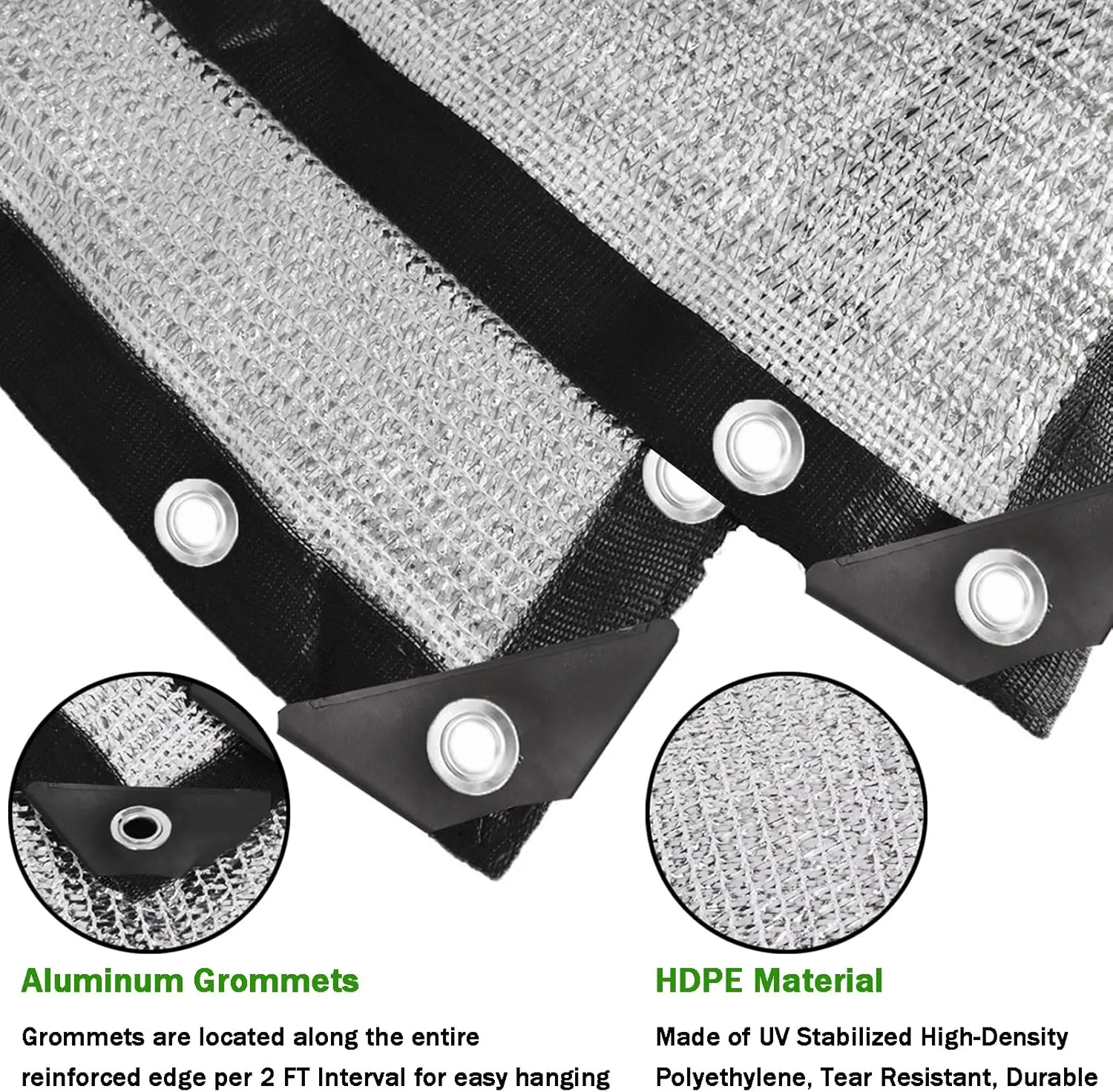AIMFIKIOR 85% Heavy Duty Aluminum Foil Shade Cloth Mesh with Grommets Sun Block Fabric Sun Reflect Pet Shade for Garden Cover Canopy 6.5 ft x 8 ft