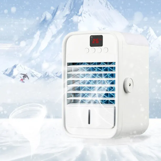 Air Conditioner Portable, Mini Portable Air Conditioner Quiet Desk Fan With Handle, Humidifier Misting Fan, Small Air Conditioner 3 Speeds AND LED Light, Evaporative Cooler For Home, Office, Room, J01