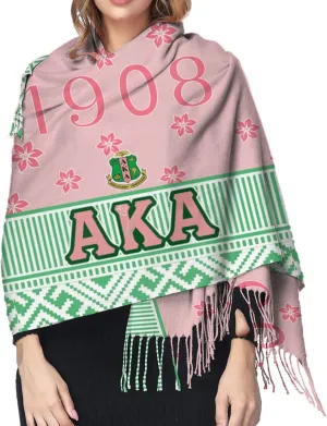AKA Scarf Womens Summer Pashmina Shawl Wrap Soft Cozy Sorority Gift Scarves for Women Black One Size
