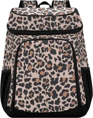 ALAZA Vintage Animal Leopard Pattern Cooler Backpack Reusable Insulated Lunch Bag with Adjustable Shoulder Strap for Women Men Picnic Work College Hiking Camping Office Beach