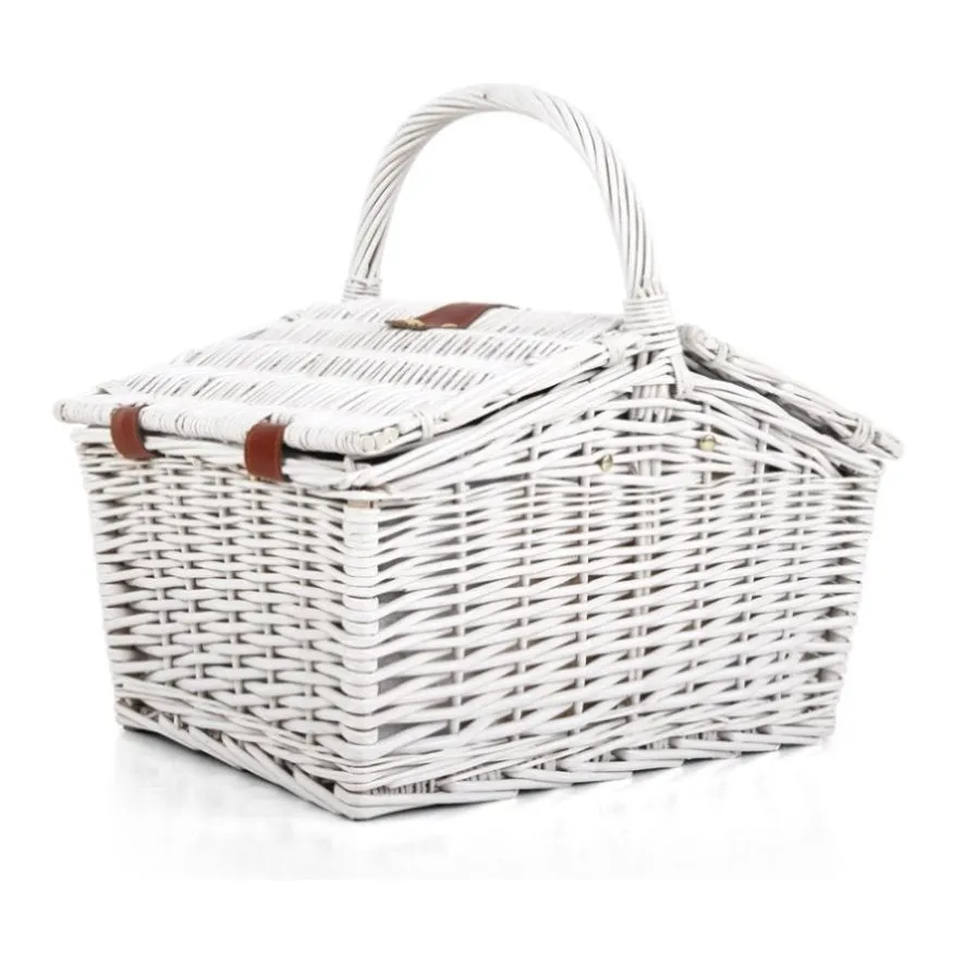 Alfresco 2 Person Picnic Basket Set Insulated Blanket Bag PICNIC-2PPL-BASKET-WH