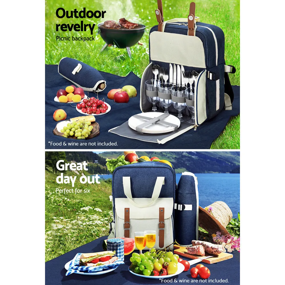 Alfresco 4-Person Insulated Picnic Backpack - Blue
