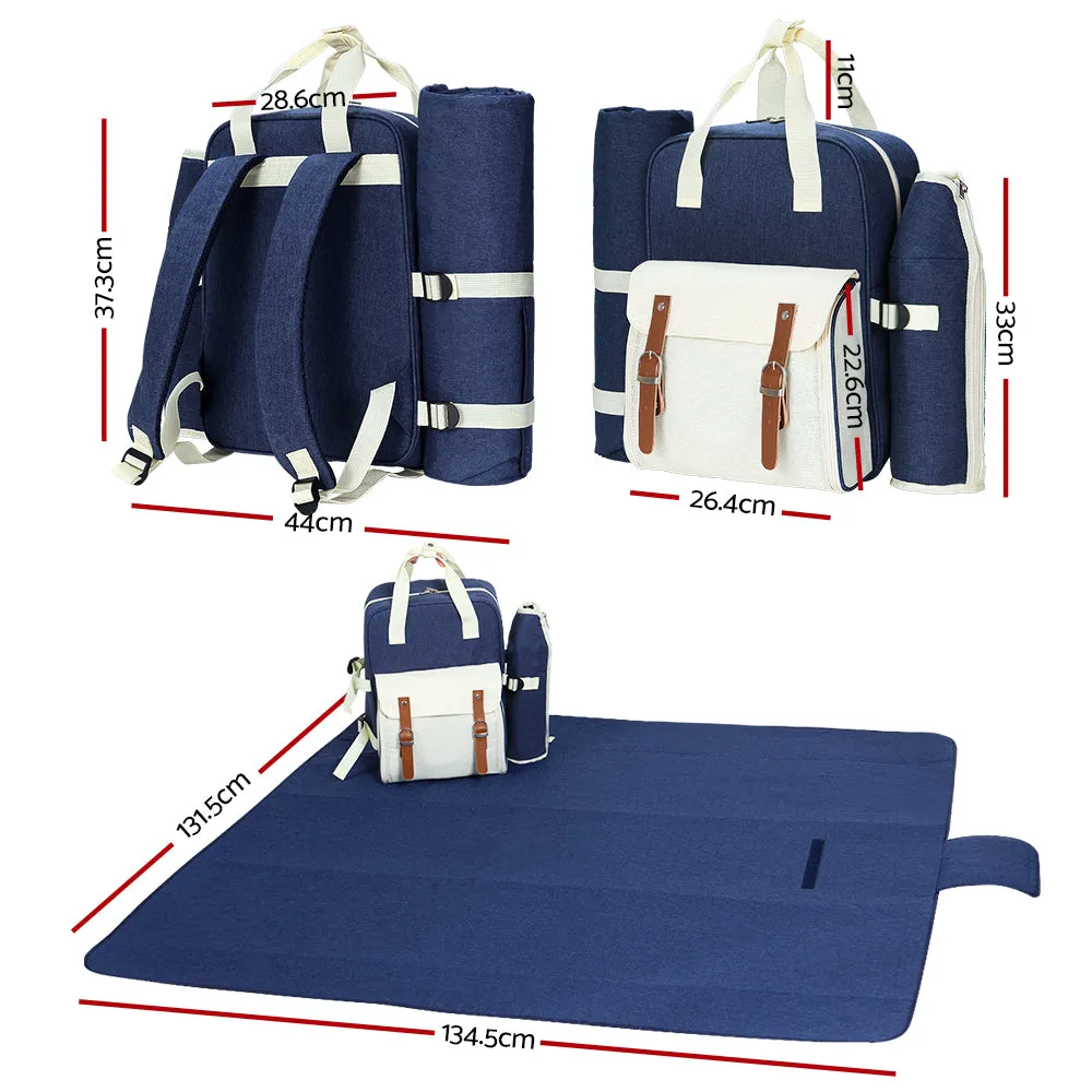 Alfresco 4-Person Insulated Picnic Backpack - Blue