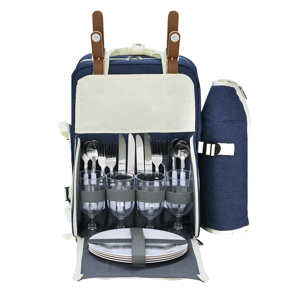 Alfresco 4-Person Insulated Picnic Backpack - Blue
