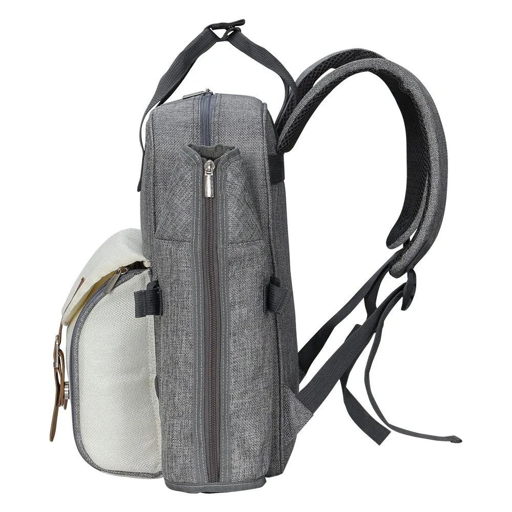 Alfresco 4 Person Insulated Picnic Backpack Set in Grey