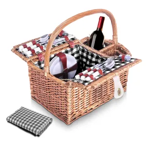 Alfresco Picnic Basket 4 Person Baskets Outdoor Insulated Blanket Deluxe