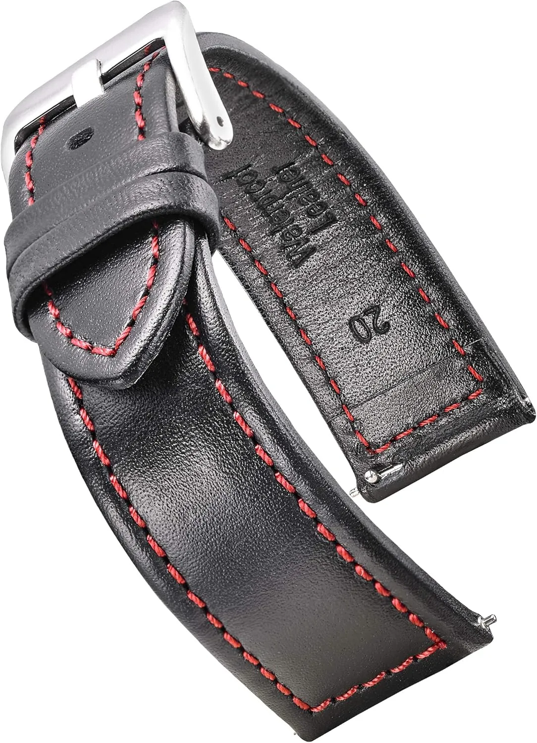 ALPINE Genuine waterproof leather watch band with quick release spring bars - leather watch strap 18mm, 20mm, 22mm, 24mm - black, brown