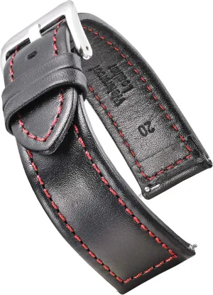 ALPINE Genuine waterproof leather watch band with quick release spring bars - leather watch strap 18mm, 20mm, 22mm, 24mm - black, brown