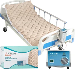 Alternating Air Pressure Mattress Pad, Bed Sore Prevention, Hospital Bed Mattress Topper with Whisper Quiet Pump & Waterproof, Heat Resistant Ulcer Cushion Pad for Hospital, Home, Medical Use