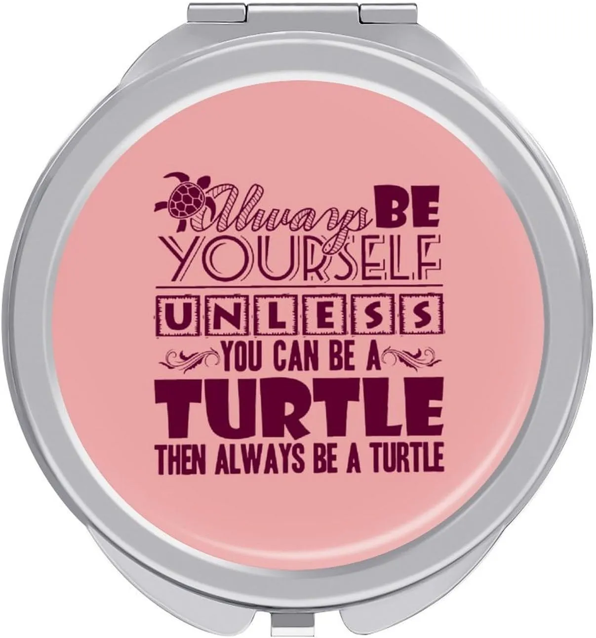 Always Be Turtle Travel Makeup Mirror 2-Sided 1x 2X Magnification Portable Mini Mirror for Handbag Purse Pocket