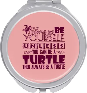 Always Be Turtle Travel Makeup Mirror 2-Sided 1x 2X Magnification Portable Mini Mirror for Handbag Purse Pocket