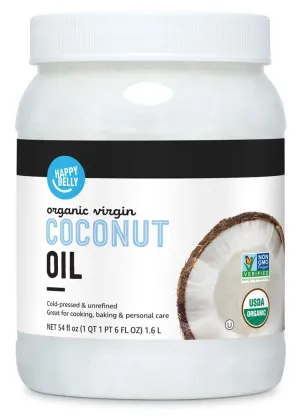 Amazon Brand - Happy Belly Unrefined Organic Virgin Coconut Oil, 54 fl oz (Pack of 1) (Previously Solimo)