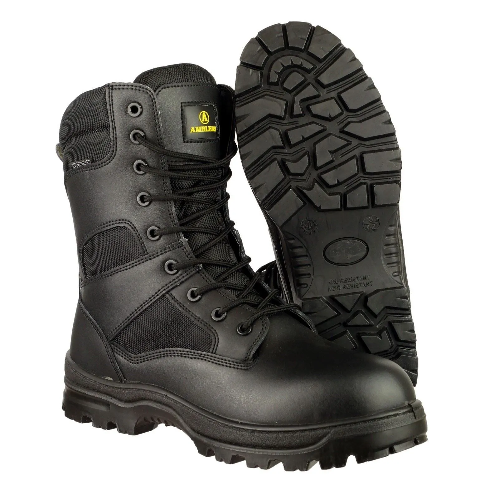 Amblers Safety Men's Combat Hi-Leg Waterproof Metal Free Boot in Black