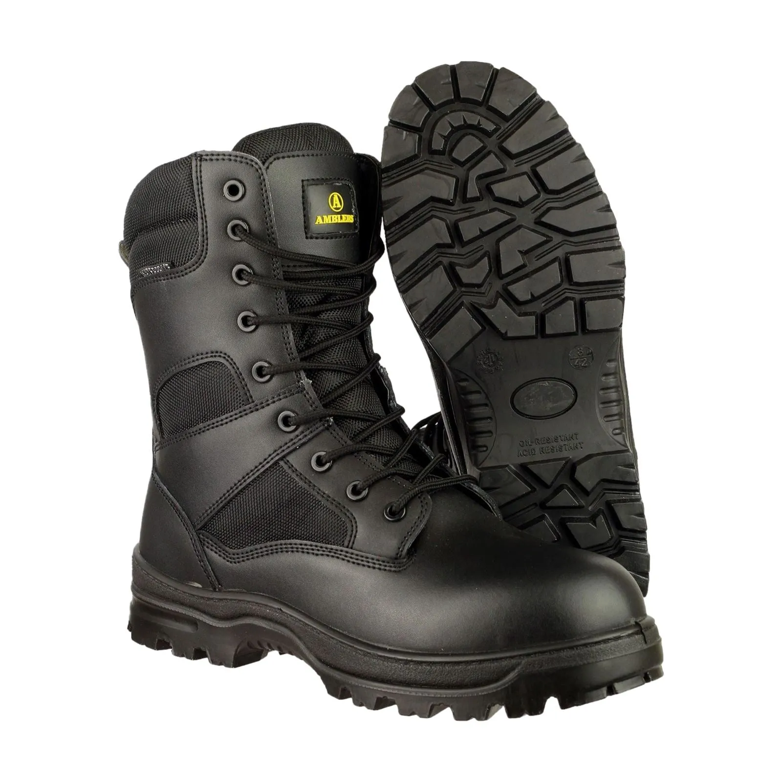 Amblers Safety Men's Combat Hi-Leg Waterproof Metal Free Boot in Black