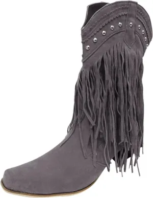 AMDBEL Mid Calf Boots for Women Low Heel Fall Boots for Women 2024 Retro Tassel Pointed Toe Cowboy Boots Winter Shoes