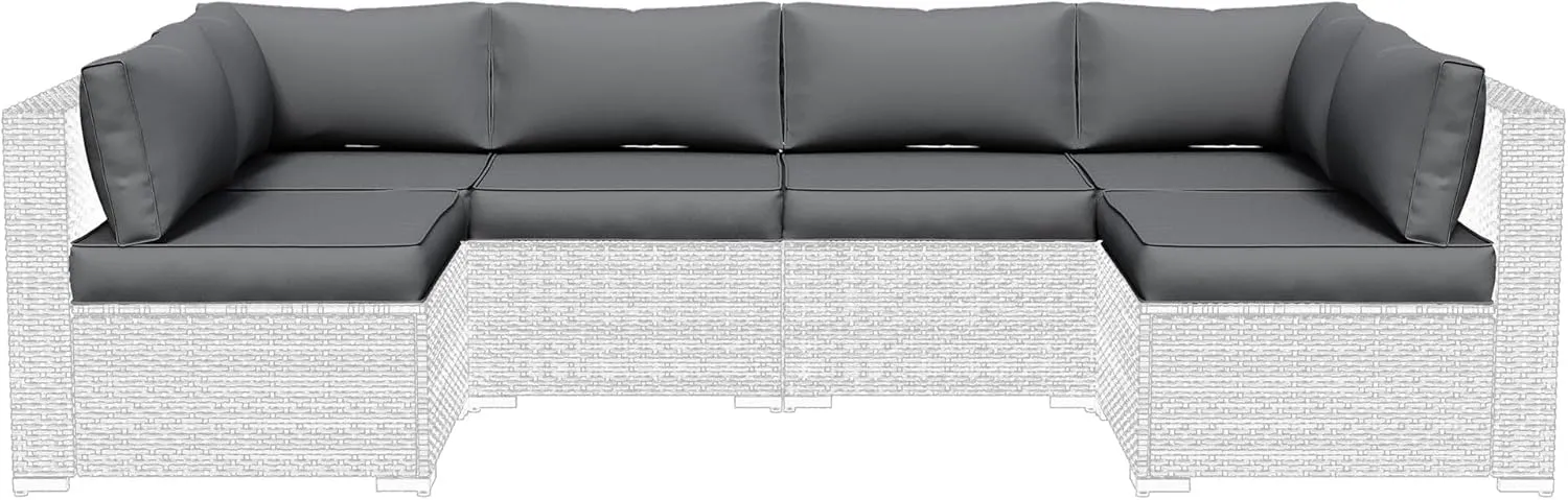 Amopatio 14-Piece Outdoor Sofa Cushions for 6-Seat Patio Sectional, Waterproof Quick-Dry Outdoor Replacement Cushions, Non-Slip Bottom All-Weather Couch Cushion Eco Fabric (Oeko-TEX Certified), Grey