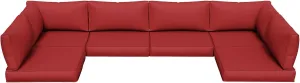 Amopatio 14-Piece Outdoor Sofa Cushions for 6-Seat Patio Sectional, Waterproof Quick-Dry Outdoor Replacement Cushions, Non-Slip Bottom All-Weather Sunproof Couch Cushion Eco Fabric, Burgundy