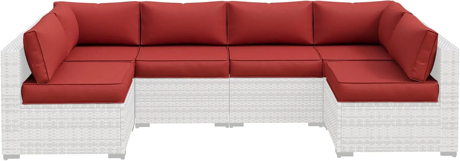 Amopatio 14-Piece Outdoor Sofa Cushions for 6-Seat Patio Sectional, Waterproof Quick-Dry Outdoor Replacement Cushions, Non-Slip Bottom All-Weather Sunproof Couch Cushion Eco Fabric, Burgundy