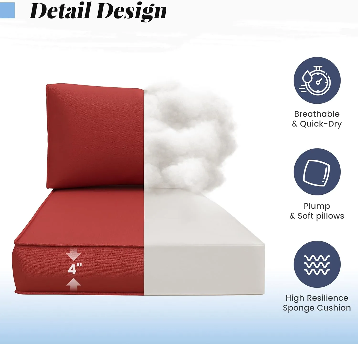 Amopatio 14-Piece Outdoor Sofa Cushions for 6-Seat Patio Sectional, Waterproof Quick-Dry Outdoor Replacement Cushions, Non-Slip Bottom All-Weather Sunproof Couch Cushion Eco Fabric, Burgundy