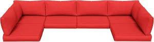 Amopatio 14-Piece Outdoor Sofa Cushions for 6-Seat Patio Sectional, Waterproof Quick-Dry Outdoor Replacement Cushions, Non-Slip Bottom Sunproof Couch Cushion Eco Fabric (Oeko-TEX Certified), Red